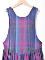 チェック柄 バッククロス スリーブレスワンピース