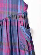 チェック柄 バッククロス スリーブレスワンピース