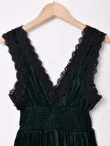 【2色展開】Meridian ベロア×レース ワンピース