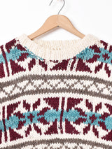 エクアドル製 総柄 ウールハンドニットセーター