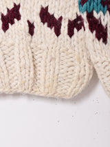 エクアドル製 総柄 ウールハンドニットセーター