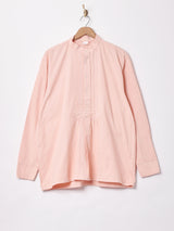 後染め 長袖 バンドカラーシャツ