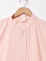 後染め 長袖 バンドカラーシャツ