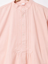 後染め 長袖 バンドカラーシャツ