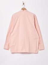 後染め 長袖 バンドカラーシャツ