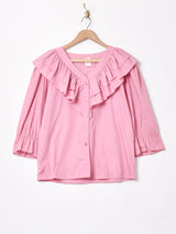 アメリカ製 長袖 フリルブラウス