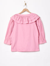 アメリカ製 長袖 フリルブラウス