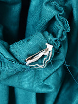 スタンドカラー 織柄 長袖ワンピース