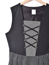 レースアップ風デザイン スリーブレスワンピース