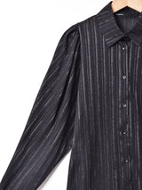 ストライプ メタリック ボリュームスリーブ 長袖ブラウス