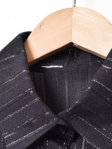 ストライプ メタリック ボリュームスリーブ 長袖ブラウス