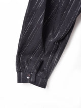 ストライプ メタリック ボリュームスリーブ 長袖ブラウス