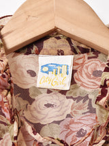 花柄 フリルカラー 長袖 ペプラムトップス