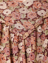 花柄 フリルカラー 長袖 ペプラムトップス