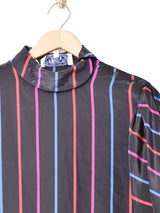 ストライプ パフスリーブブラウス