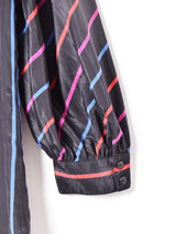 ストライプ パフスリーブブラウス