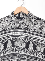 モノトーン 総柄 長袖シャツ