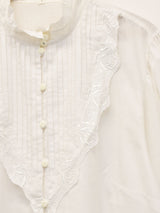 コットンレース パフスリーブ 長袖ブラウス