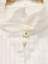 コットンレース パフスリーブ 長袖ブラウス