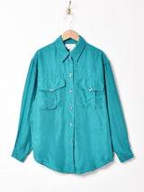 フラップポケット 長袖 シルクシャツ
