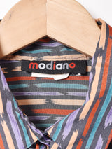 総柄 リボンタイ 長袖ブラウス