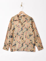 総柄 オープンカラー 長袖シャツ