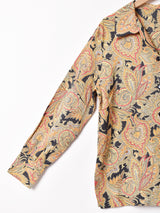 総柄 オープンカラー 長袖シャツ