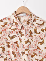 総柄 長袖 シルクシャツ