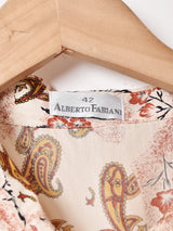 総柄 長袖 シルクシャツ