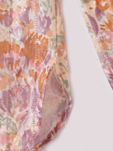 花柄 リボンタイ 長袖ブラウス