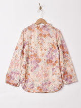 花柄 リボンタイ 長袖ブラウス