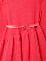 アメリカ製 ベルト付き 透かし編み 長袖ワンピース