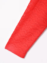 アメリカ製 ベルト付き 透かし編み 長袖ワンピース