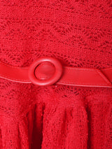 アメリカ製 ベルト付き 透かし編み 長袖ワンピース