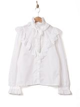 フリルカラー リボンタイ 長袖ブラウス