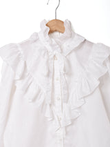 フリルカラー リボンタイ 長袖ブラウス