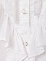 フリルカラー リボンタイ 長袖ブラウス