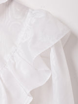 フリルカラー リボンタイ 長袖ブラウス