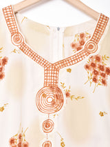 刺繍 花柄 長袖ワンピース