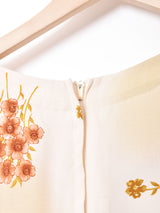 刺繍 花柄 長袖ワンピース
