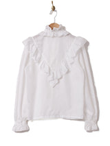 フリルカラー リボンタイ 長袖ブラウス