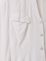 フランス製 織柄 パフスリーブ 長袖ブラウス