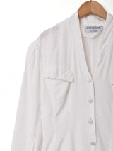 フランス製 織柄 パフスリーブ 長袖ブラウス