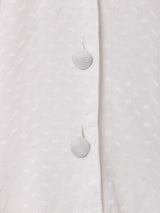 フランス製 織柄 パフスリーブ 長袖ブラウス