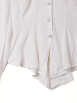 フランス製 織柄 パフスリーブ 長袖ブラウス