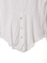 フランス製 織柄 パフスリーブ 長袖ブラウス