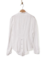 フランス製 織柄 パフスリーブ 長袖ブラウス