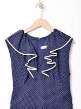 ドット柄 スリーブレスワンピース