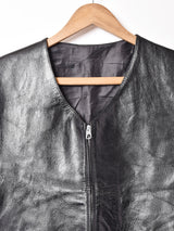 ジップアップ レザーベスト