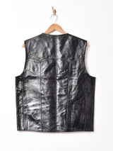 ジップアップ レザーベスト